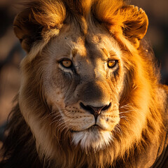 A close-up portrait of a Lion