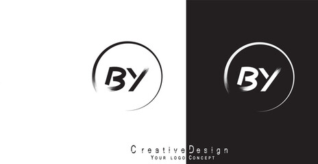 BY letter logo design template vector