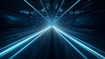 Digital technology blue luminous emission light geometric poster web page PPT background - obrazy, fototapety, plakaty