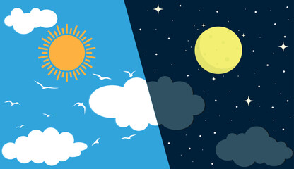 Fototapeta premium Set of Day and Night Vector Background