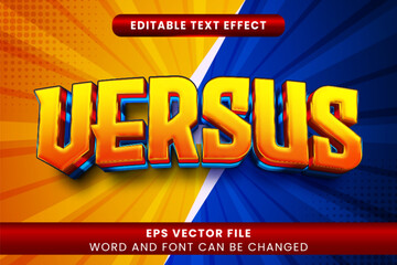 Versus battle 3d editable vector text effect - obrazy, fototapety, plakaty