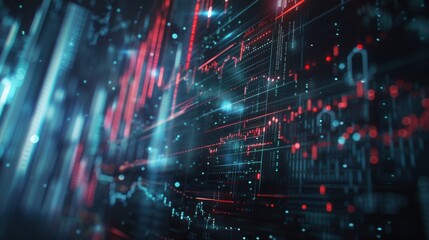 Fototapeta premium Digital technology-themed background, information dissemination, Currency, and Stock Exchange Charts. Digital data background, trading background. AI Generated.