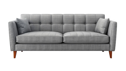 Fototapeta premium Grey Leather Sofa in White Room