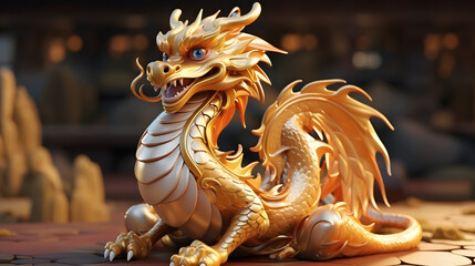 Eastern Dragon 3d rendering cartoon