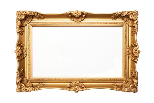 Elegant gilded wooden frame realistic portrait isolated on PNG