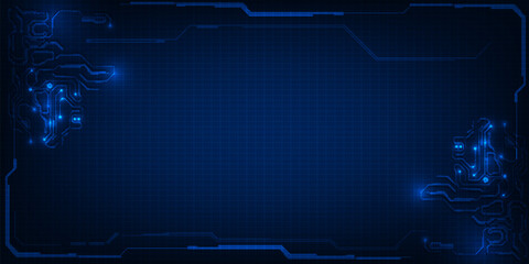 Abstract blue circuit board and grid copy space background.Vector illustrations. © Alleachday