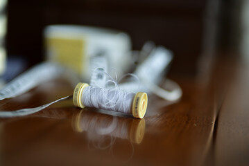 Small Spool of White Sewing Thread