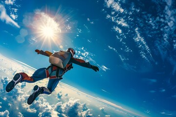 Obraz na płótnie Canvas Skydiver flies through the air