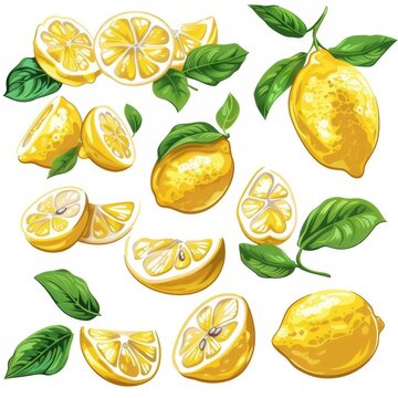 Clip art illustration with a picture of a lemon. on a white background