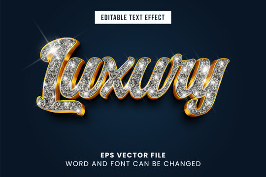 Luxury glitter 3d editable vector text effect. Sparkling text style