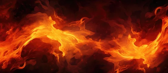 Poster In this close-up shot, a group of fire flames can be seen burning intensely. The flames are bright, flickering, and creating a textured burst of fiery energy. © TheWaterMeloonProjec