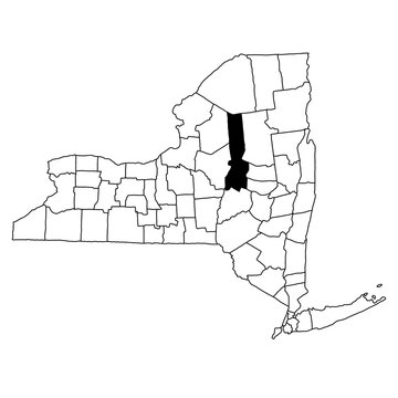 Map of Herkimer County in New York state on white background. single County map highlighted by black colour on New york map .