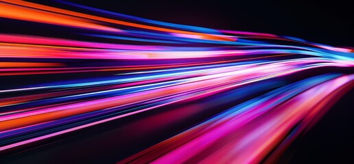 Abstract Light Trails on Black Background