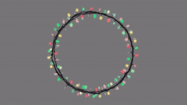 Blinking Christmas light string  _circular festive decoration frame_loop animation with an alpha channel