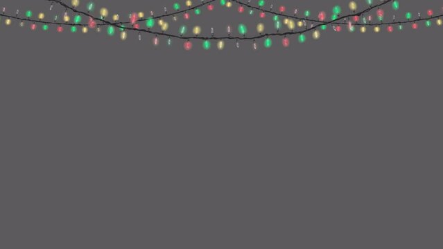 Blinking Christmas light string _Festive top decoration frame_loop animation with an alpha channel