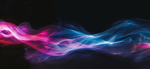 Naklejka premium Abstract Colorful Light Waves on Black