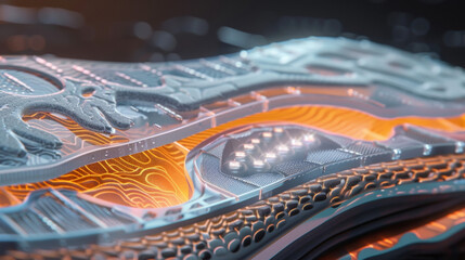 A detailed image of an aerogelinfused insole designed to be used in any type of shoe for added insulation. The lightweight material contours to the foot providing cushioning