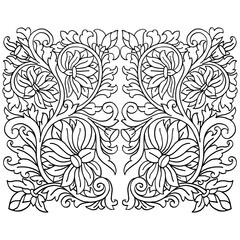 Indonesian Traditional floral ornament hand drawn illustration  vector