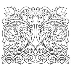 Indonesian Traditional floral ornament hand drawn illustration  vector