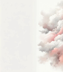 Coral and white clouds on a gray background