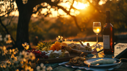 Beautiful dinner table outdoors