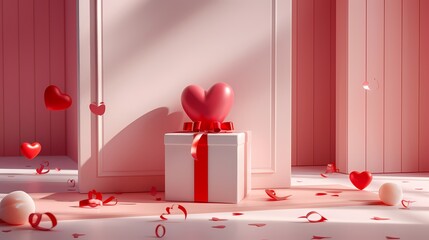 valentine's box valentine themed e-commerce main image product web page background - obrazy, fototapety, plakaty