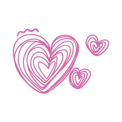 Doodle pink love symbol. heart from the lines