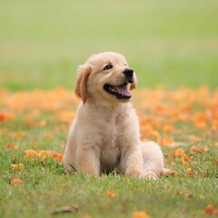 golden retriever puppy on grass