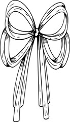 Hand drawn bow illustration on transparent background.