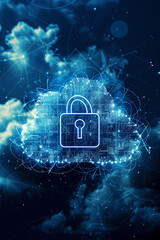 Cloud icon with a padlock for cyber security