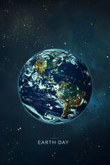 Earth Day text with planet earth - obrazy, fototapety, plakaty