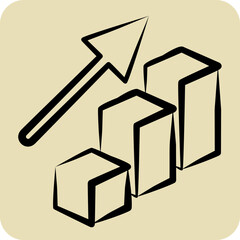 Icon Bar Chart. related to 3D Visualization symbol. hand drawn style. simple design editable. simple illustration