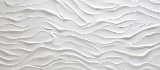 A detailed view of a white wall with subtle wavy lines running across its surface. The lines have a gentle curvature, adding depth and texture to the overall appearance of the wall.