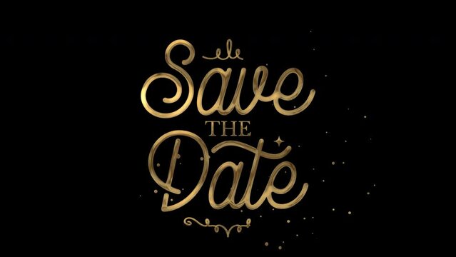 Gold Color Save The Date Text Animation