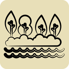 Icon Lake. related to Alaska symbol. hand drawn style. simple design editable. simple illustration