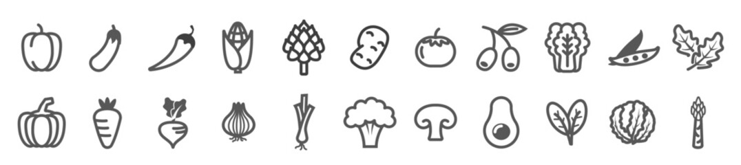 vegetable outline icon bundle set healthy food vegies isymbol