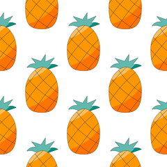 Exotic Fruit Pineapple. Summer seamless pattern. Fresh ripe Healthy raw snack. Hand drawn vector illustration. background wallpaper abstract print ornament fabric paper fashion