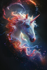 Stunning image of a unicorn with a whole spectrum of colors.