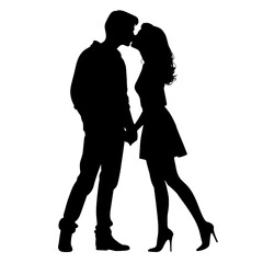 Couple silhouette isolated on white background 
