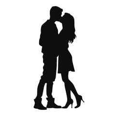 Couple silhouette isolated on white background 