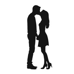 Couple silhouette isolated on white background 