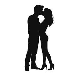 Couple silhouette isolated on white background 