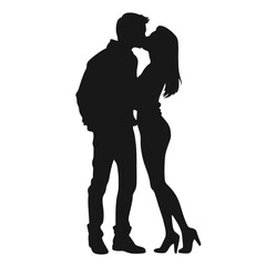 Couple silhouette isolated on white background 