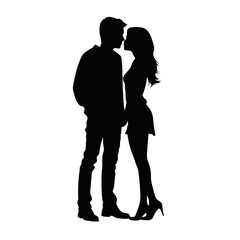 Couple silhouette isolated on white background 