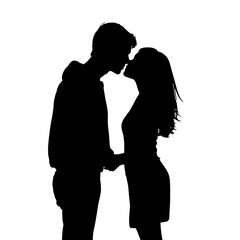 Couple silhouette isolated on white background 