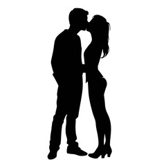 Couple silhouette isolated on white background 