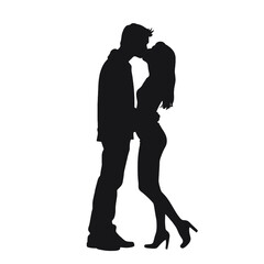 Couple loving people silhouette   