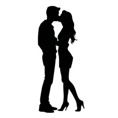 Couple loving people silhouette   