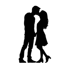 Couple loving people silhouette   