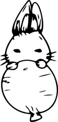 Hand drawn cute bunny illustration on transparent background.
